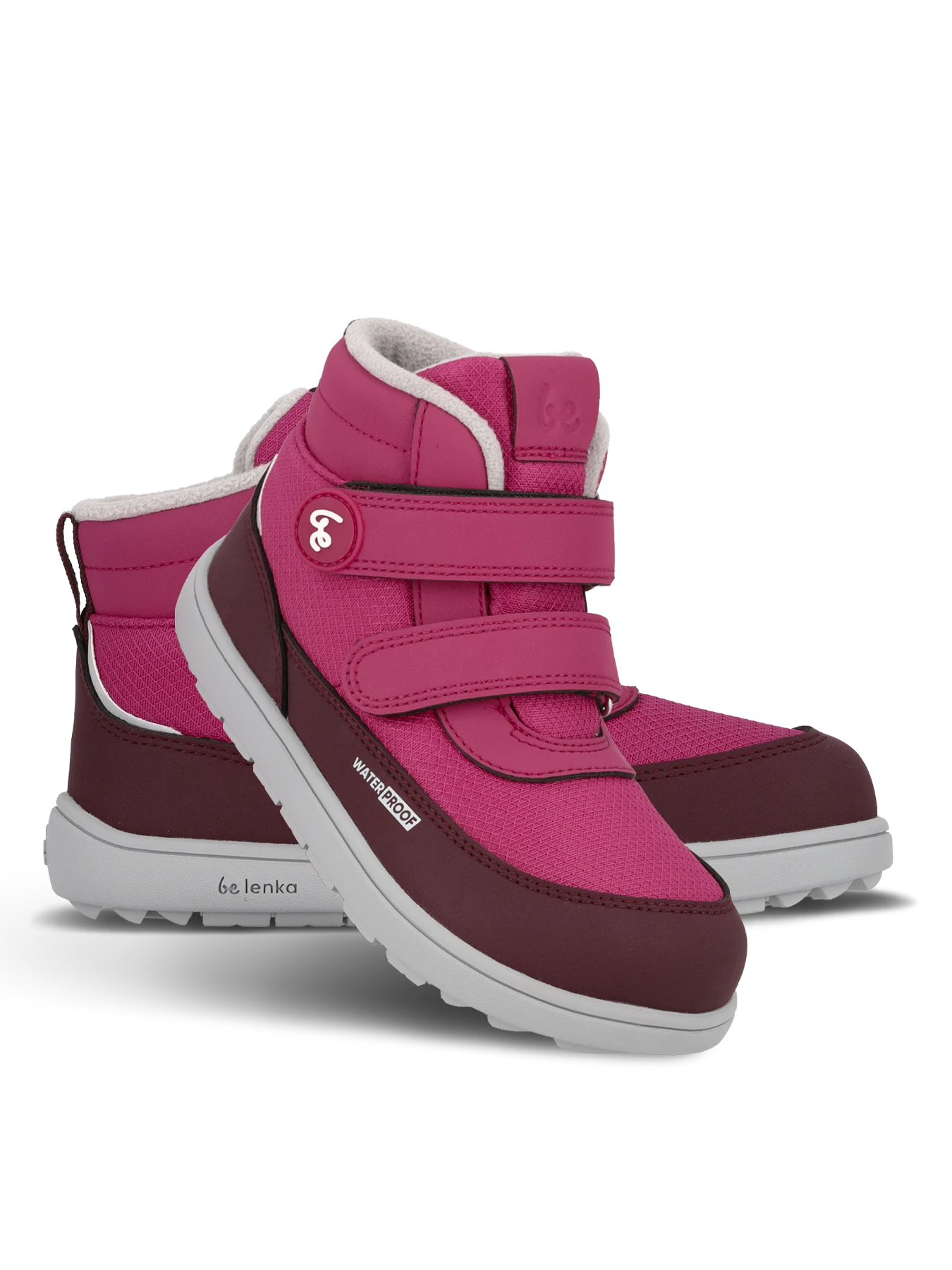 Детские босоногие ботинки Be Lenka Zippu Junior - ягодный и серый, фото 3